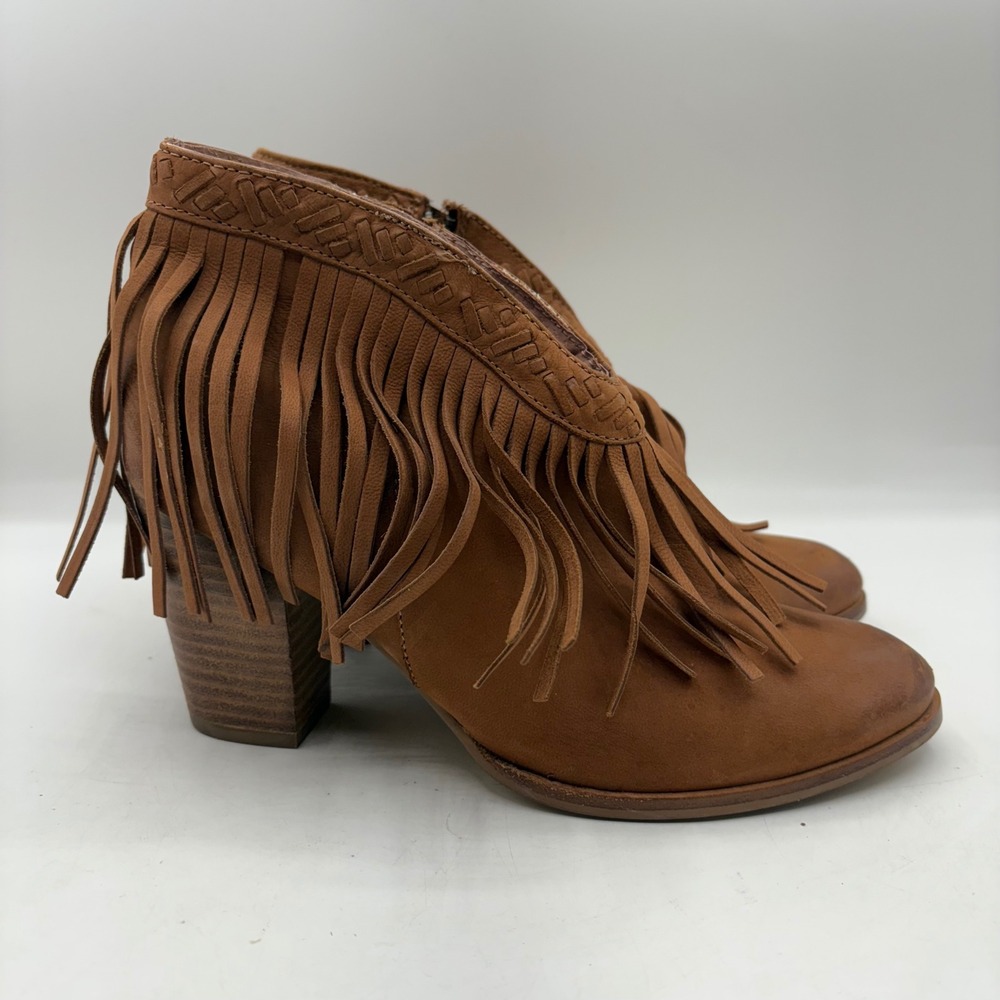 Seychelles Corey Lynn Calter World Tour Leather Fringe Ankle Boots Zip Size 8‎